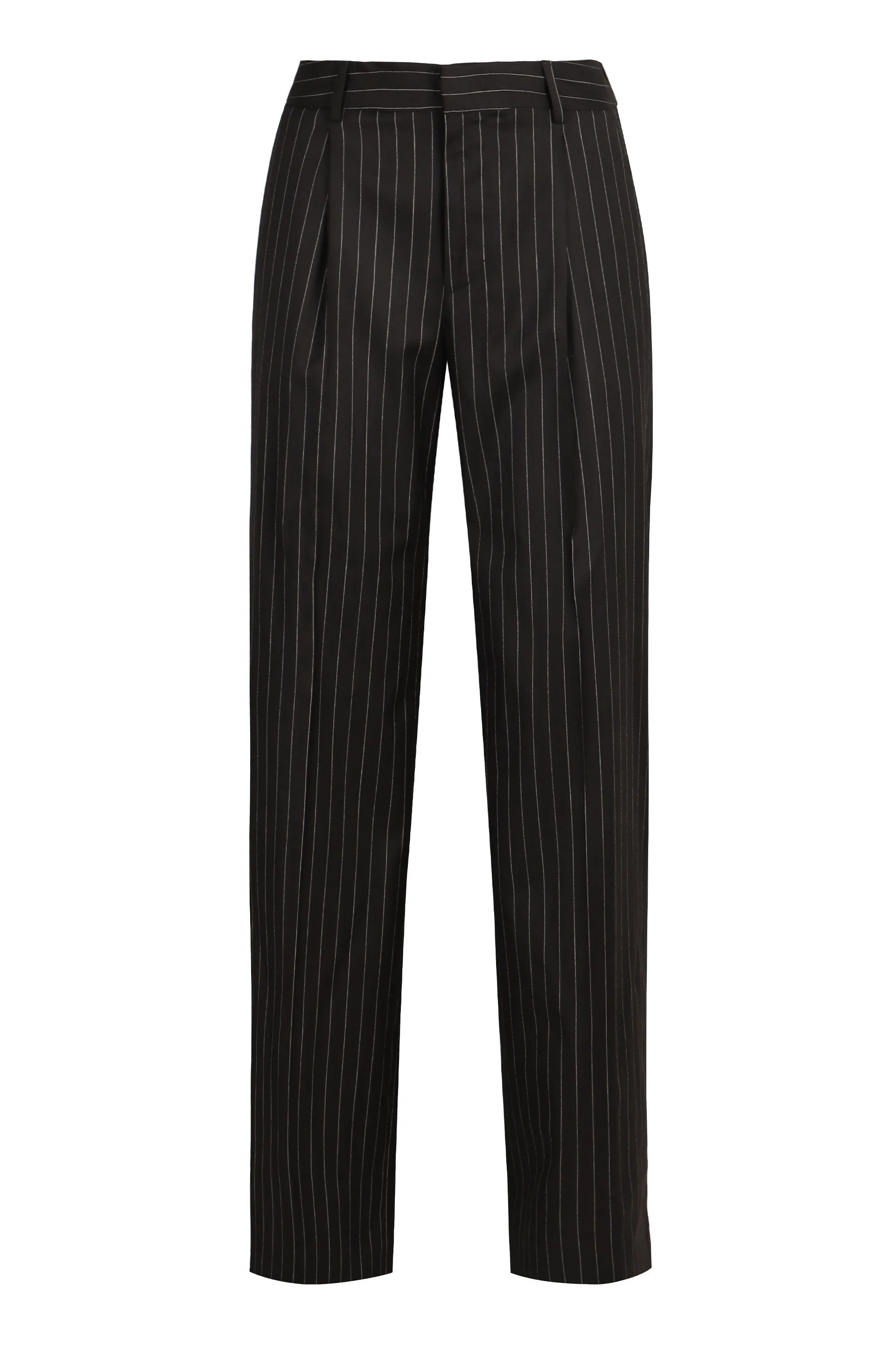 Pinstriped wool trousers