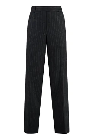 Pinstriped wool trousers