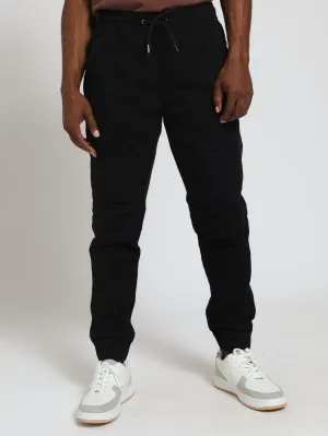 Pintuck Twill Cuffed Jogger - Black