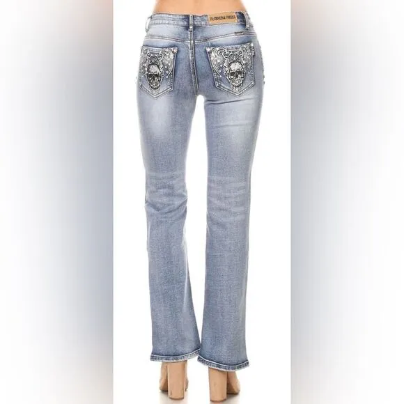 Platinum Plush Skull Wing Jeans
