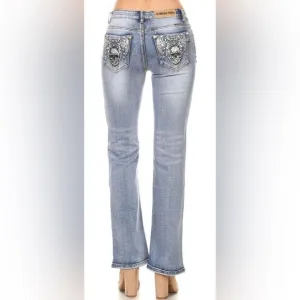 Platinum Plush Skull Wing Jeans