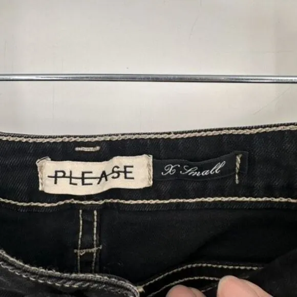 Please Button Fly Black Boyfriend Jeans Made in Italy Size XS X Small