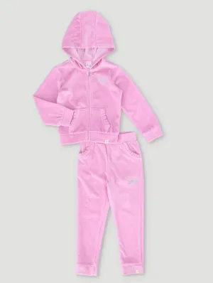 Pre-Girls Velour Track Top & Bottom Set - Pink
