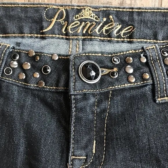 PREMIER bling flap back pocket stretch skinny jeans size 3/4