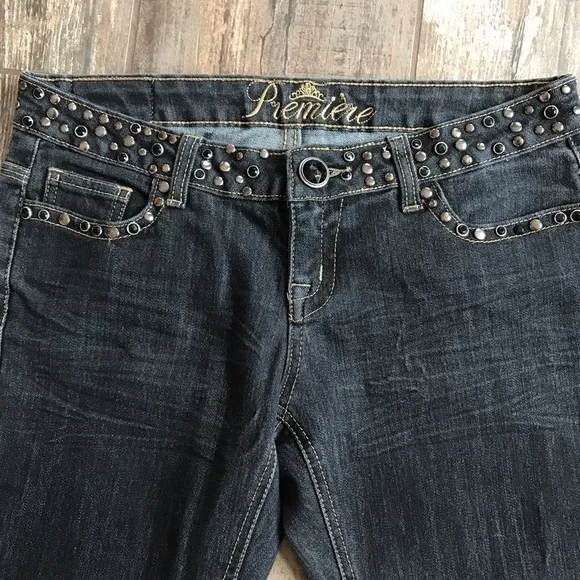 PREMIER bling flap back pocket stretch skinny jeans size 3/4