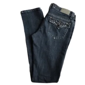 PREMIER bling flap back pocket stretch skinny jeans size 3/4