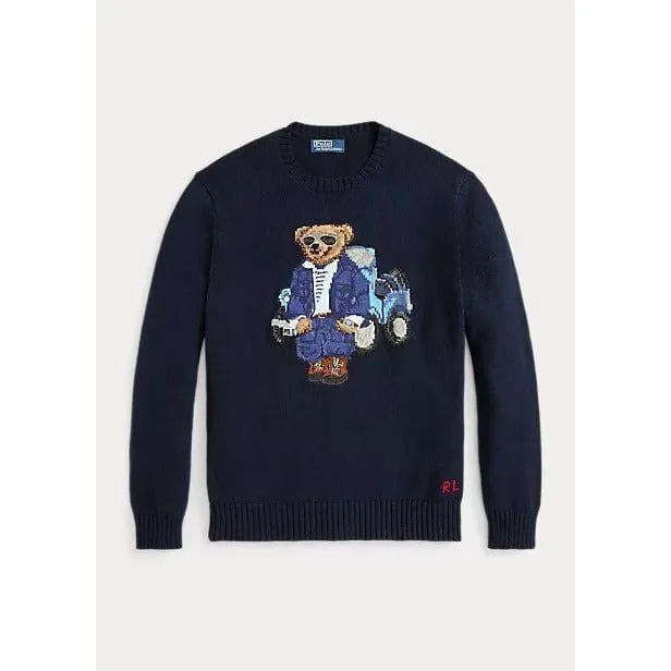 Premium  Men Navy Polo Bear Sweater