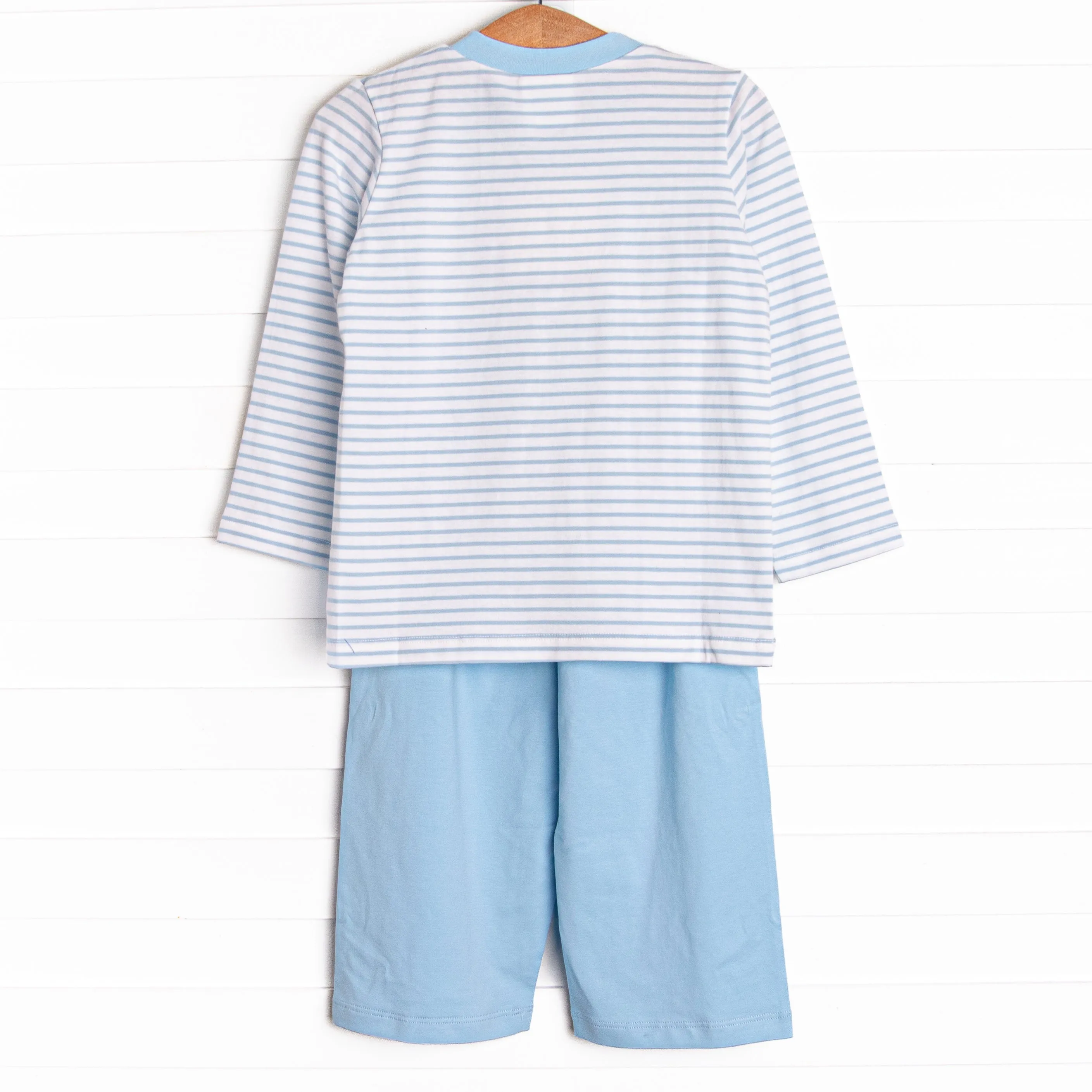 Puppy Present Smocked Pant Set, Blue