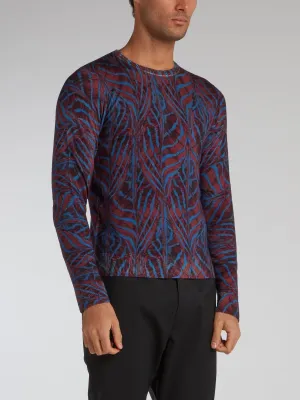 Purple Jacquard Pattern Pullover
