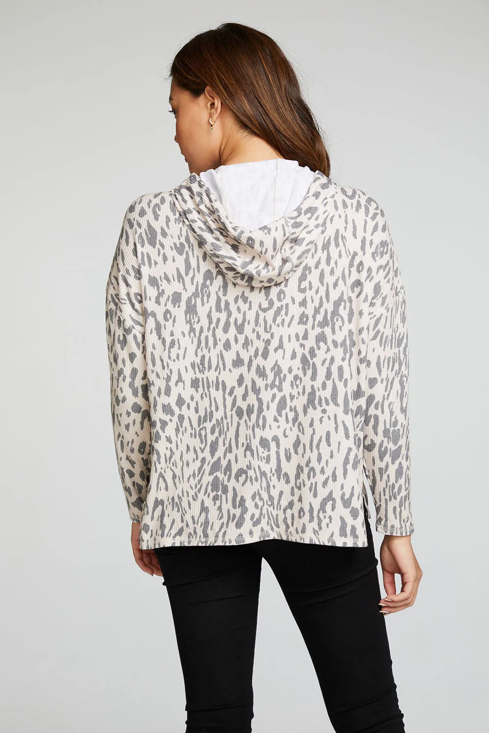 Recycled Love Rib Long Sleeve Drop Shoulder Slit Side Pullover Hoodie