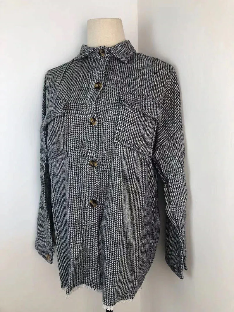 Retro Houndstooth Pattern Tassel Jacket