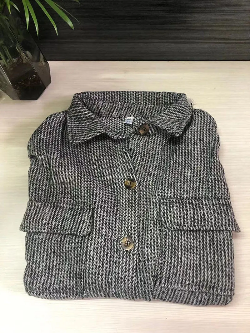 Retro Houndstooth Pattern Tassel Jacket
