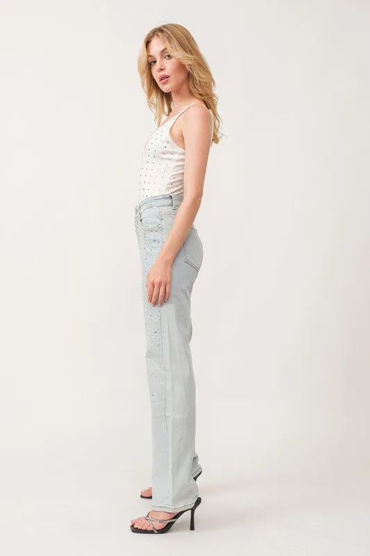 Rhinestone Embellished Jeans