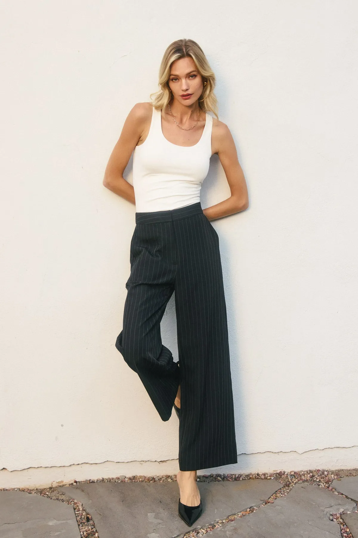 Rio Pinstriped Wide Leg Trousers