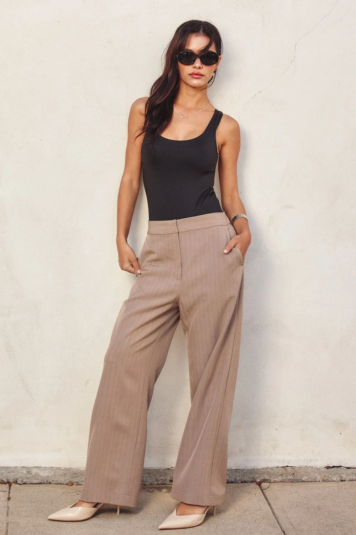 Rio Pinstriped Wide Leg Trousers