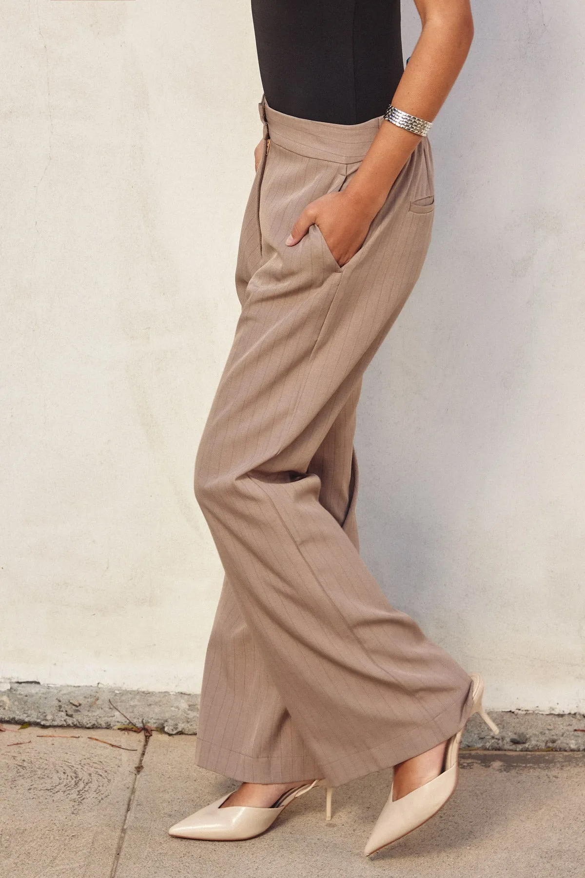 Rio Pinstriped Wide Leg Trousers