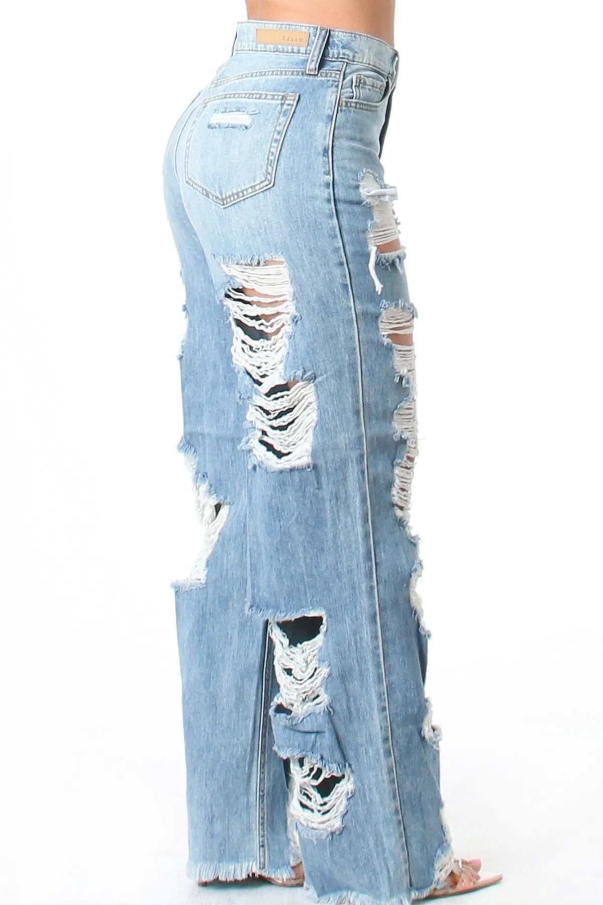 Ripped Denim Boyfriend Jeans