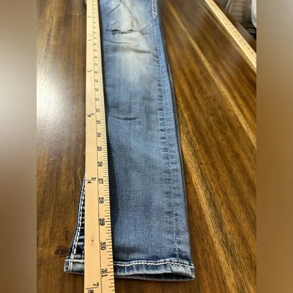 Rock Revival Adele Skinny Jeans Destructed Knee Embellished Pocket Size 27