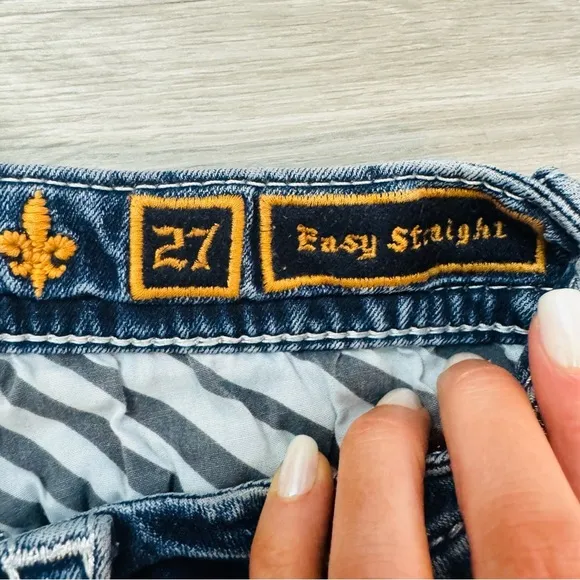 Rock Revival Rhinestone Embellished Irela Easy Straight Jeans Size 27 Waist​