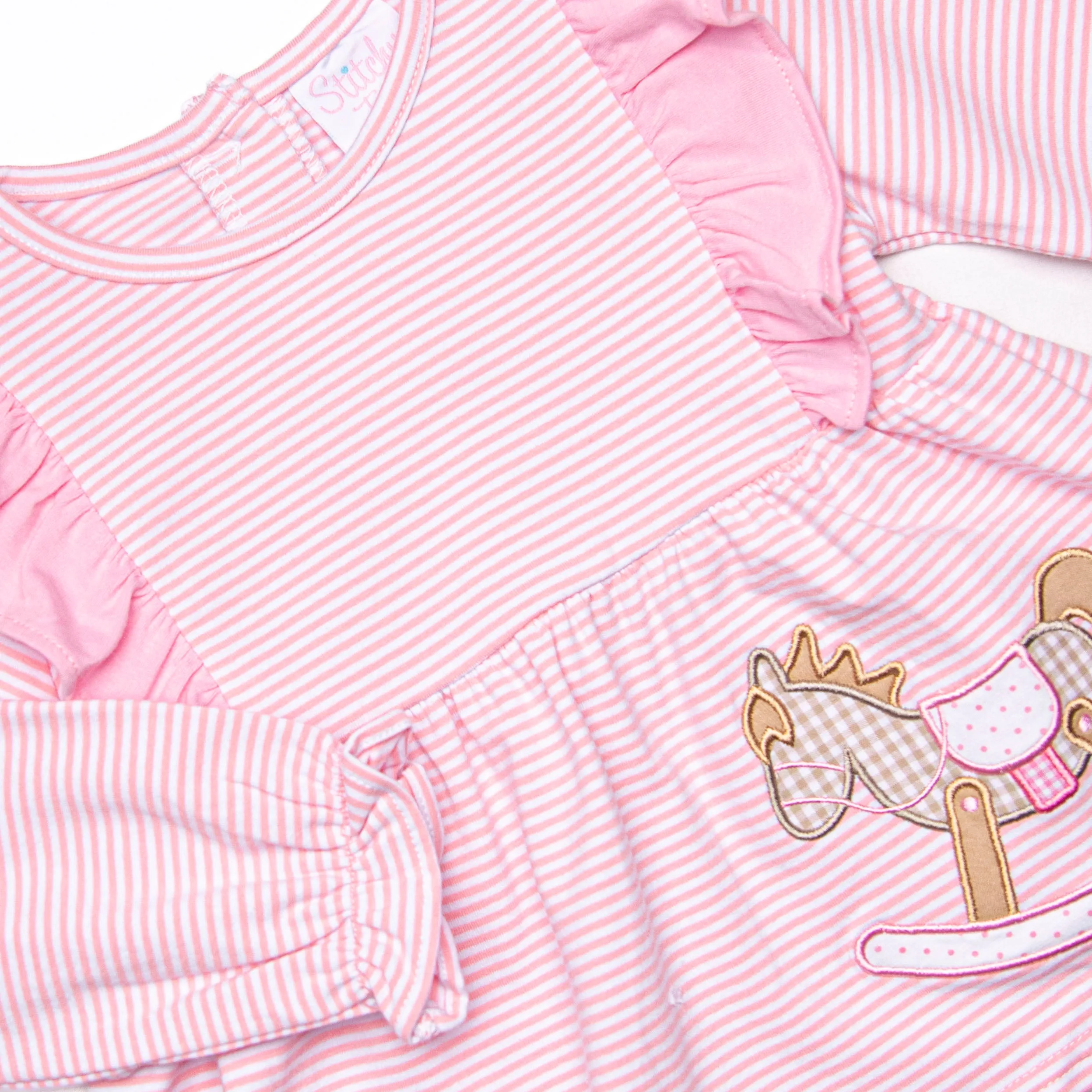 Rocking Horse Rider Applique Bloomer Set, Pink