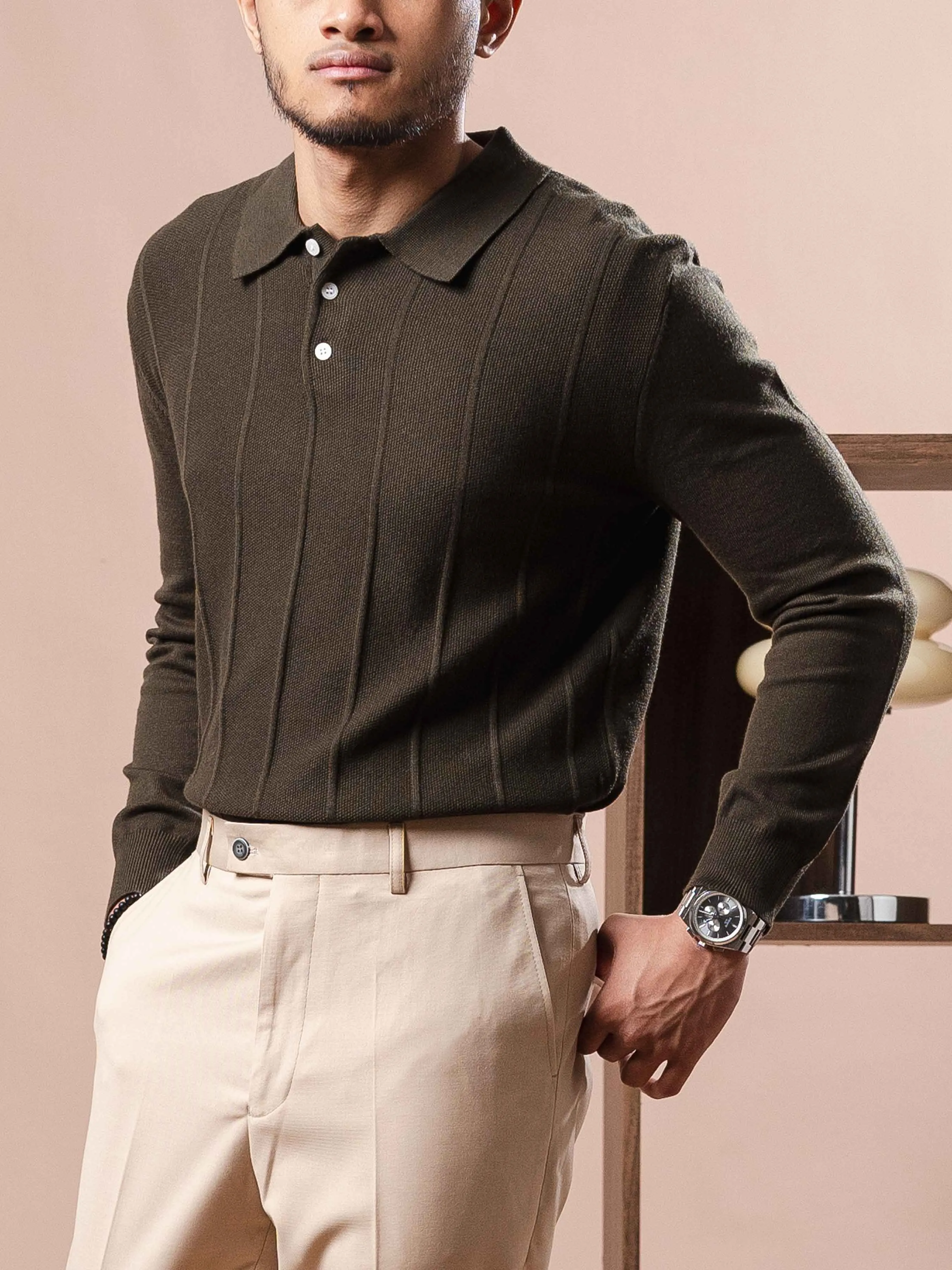 Roma Polo Knit - Army Green