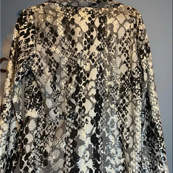 Ruby Rd Unique Shiny Abstract Shimmery Scales Embellished Full Zip Jacket Sz 8