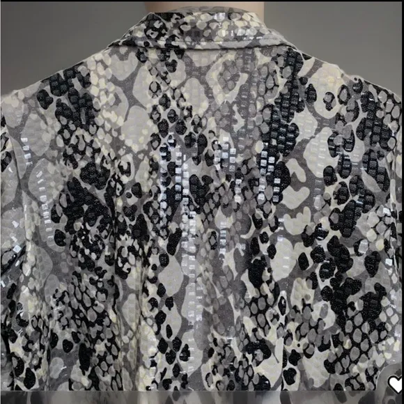 Ruby Rd Unique Shiny Abstract Shimmery Scales Embellished Full Zip Jacket Sz 8