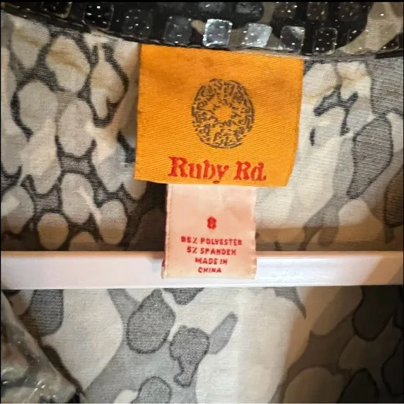 Ruby Rd Unique Shiny Abstract Shimmery Scales Embellished Full Zip Jacket Sz 8