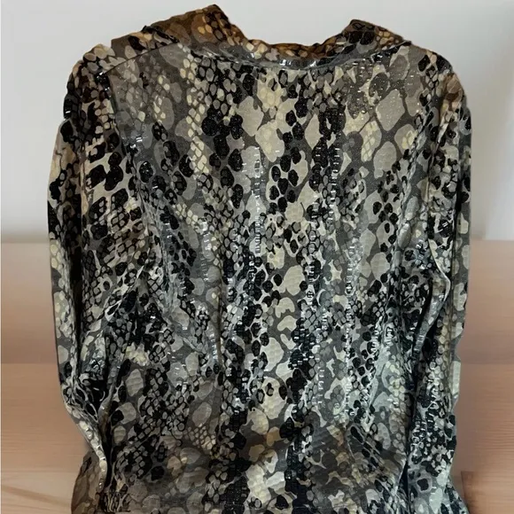 Ruby Rd Unique Shiny Abstract Shimmery Scales Embellished Full Zip Jacket Sz 8