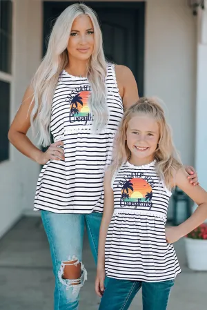 Salt Water Heals Everything Print Striped Tank Top for Kids