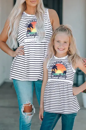 Salt Water Heals Everything Print Striped Tank Top