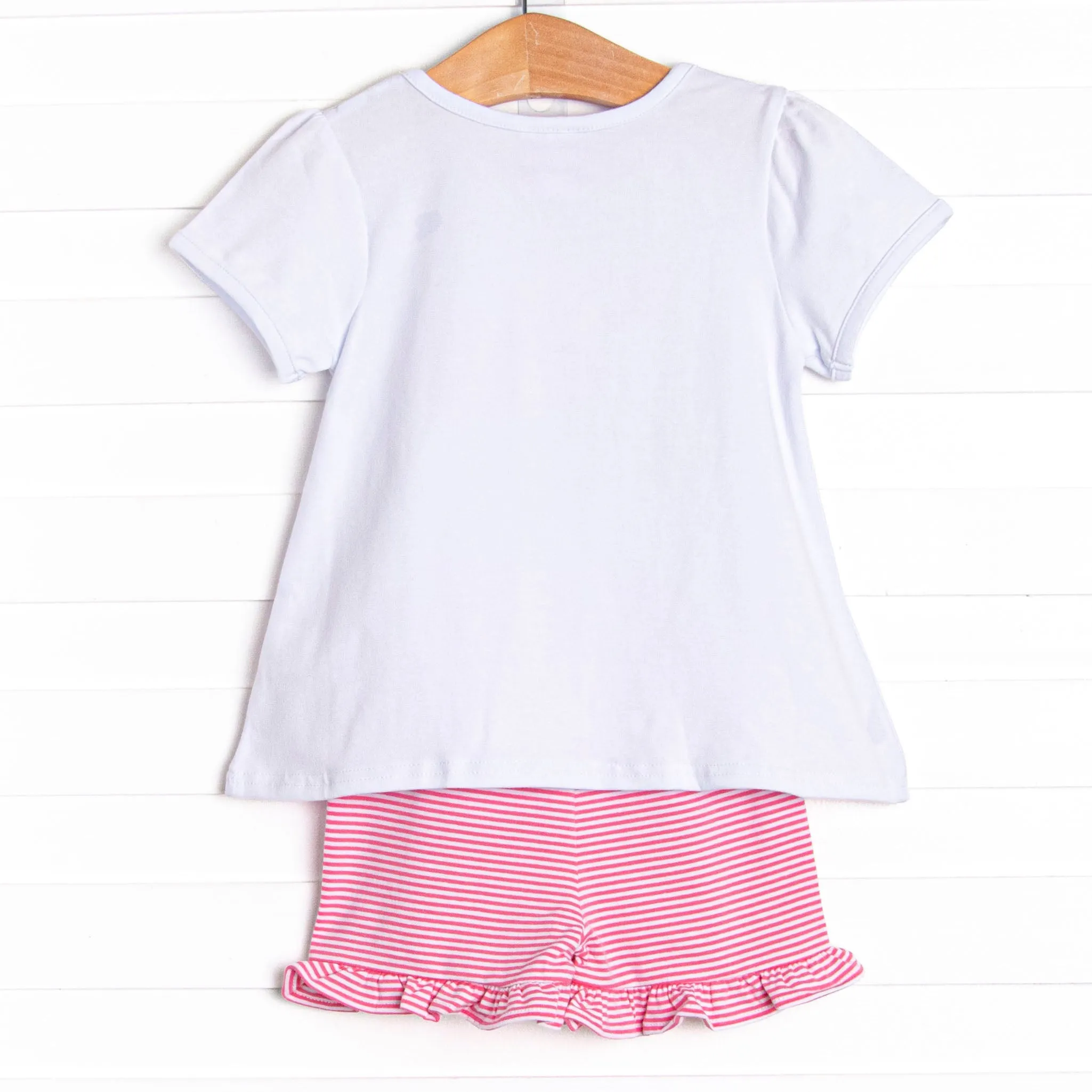 School of Fish Applique Short Set, Pink