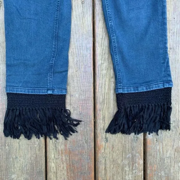 Scotch &amp; Soda Womens Maison Boyfriend Jeans Blue Stretch Fringe Slim Fit 29