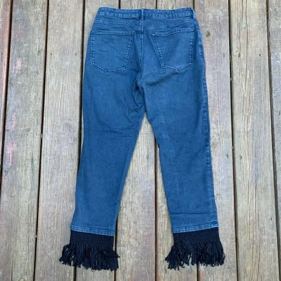 Scotch &amp; Soda Womens Maison Boyfriend Jeans Blue Stretch Fringe Slim Fit 29