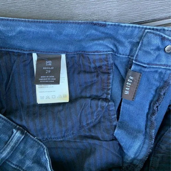Scotch &amp; Soda Womens Maison Boyfriend Jeans Blue Stretch Fringe Slim Fit 29