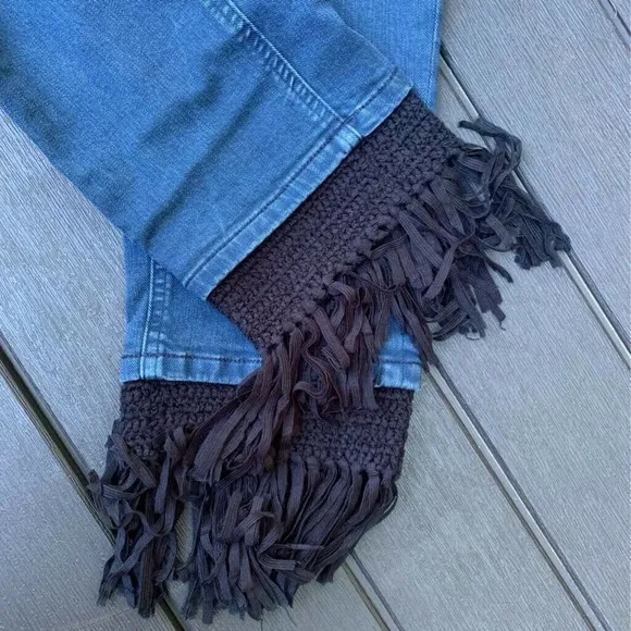 Scotch &amp; Soda Womens Maison Boyfriend Jeans Blue Stretch Fringe Slim Fit 29