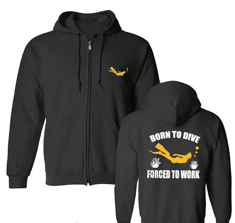 Scuba diving Hoodie for Men | Born To Dive Forced To Work
