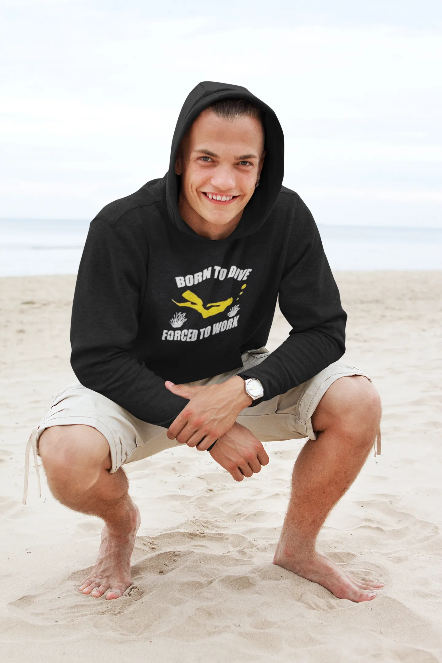 Scuba diving Hoodie for Men | Born To Dive Forced To Work