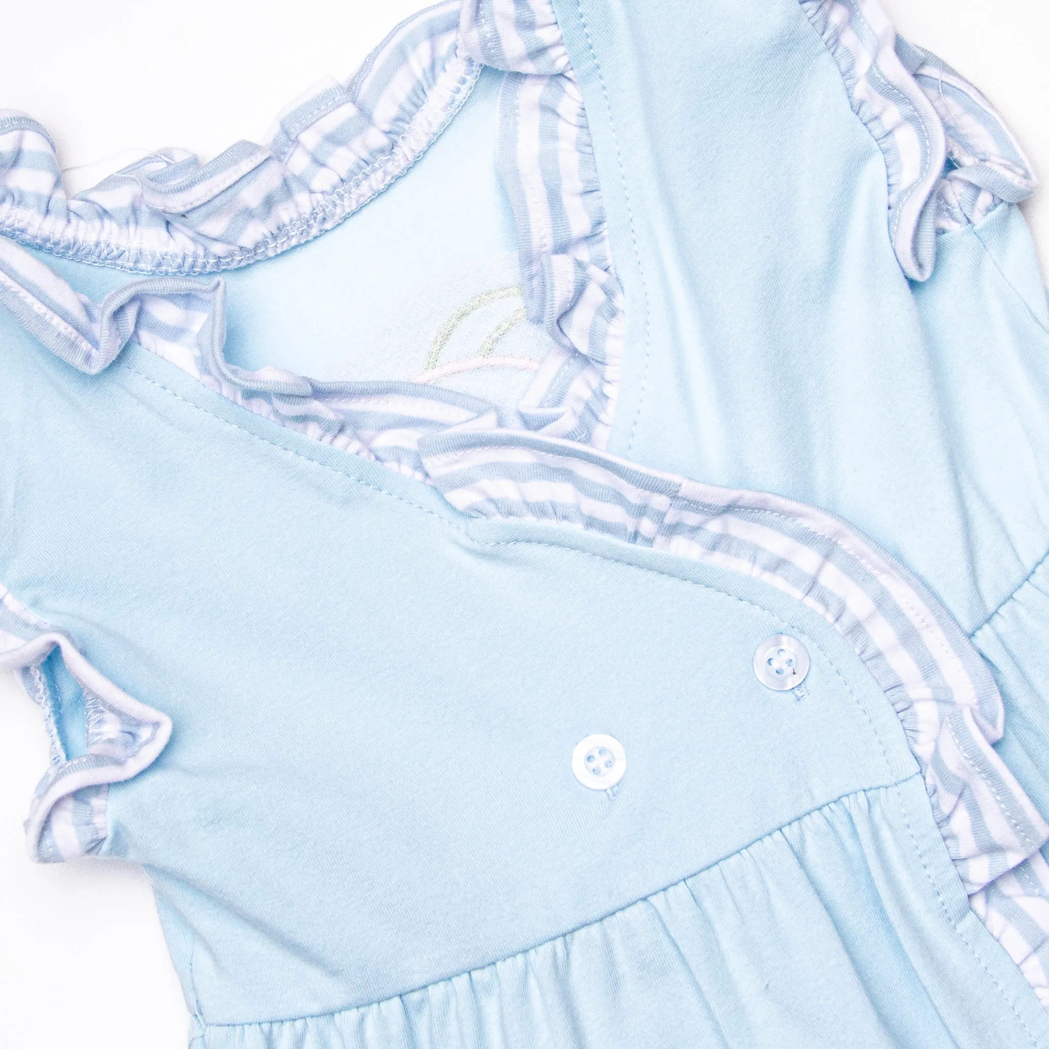Sea Surfer Applique Ruffle Short Set, Blue