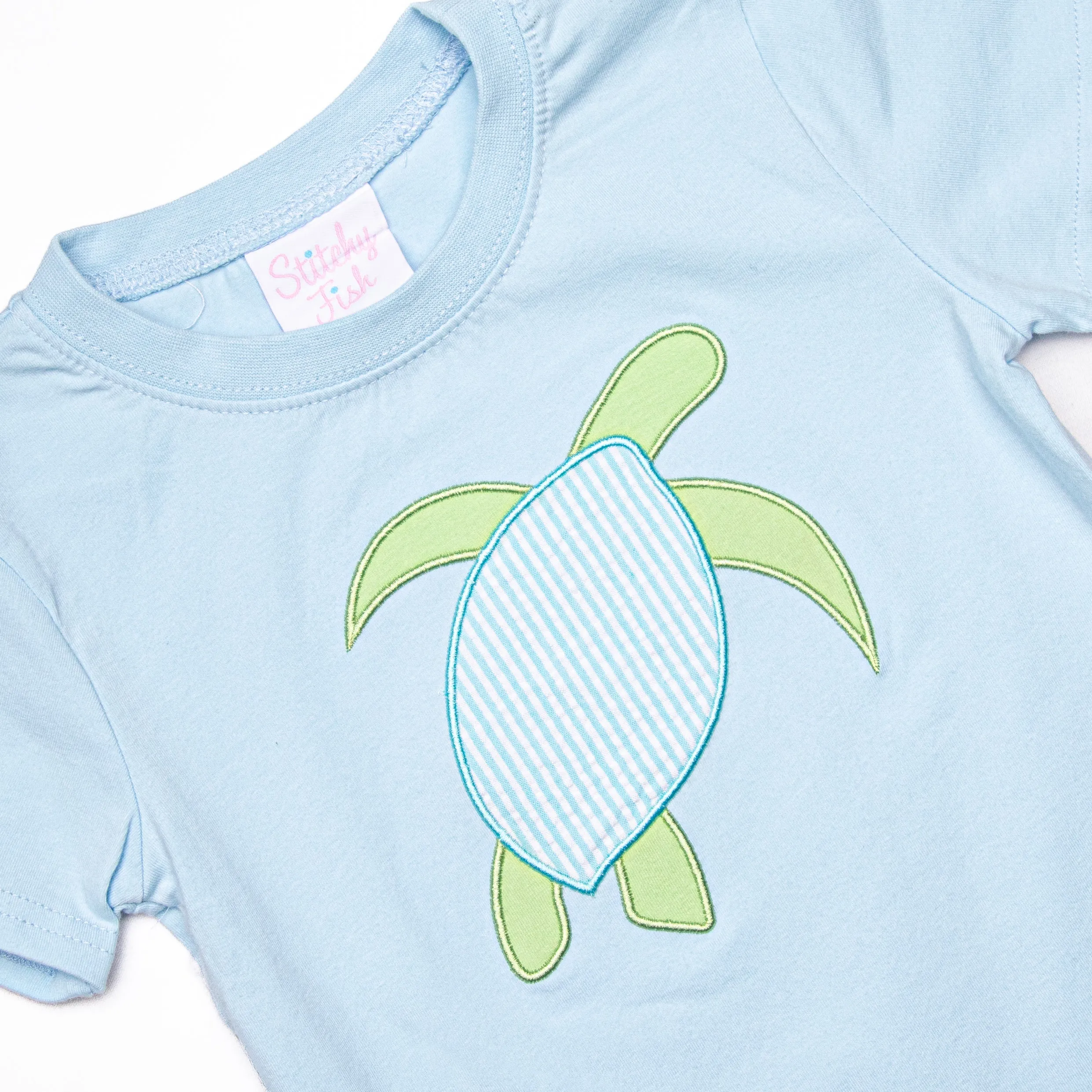 Sea Surfer Applique Short Set, Blue