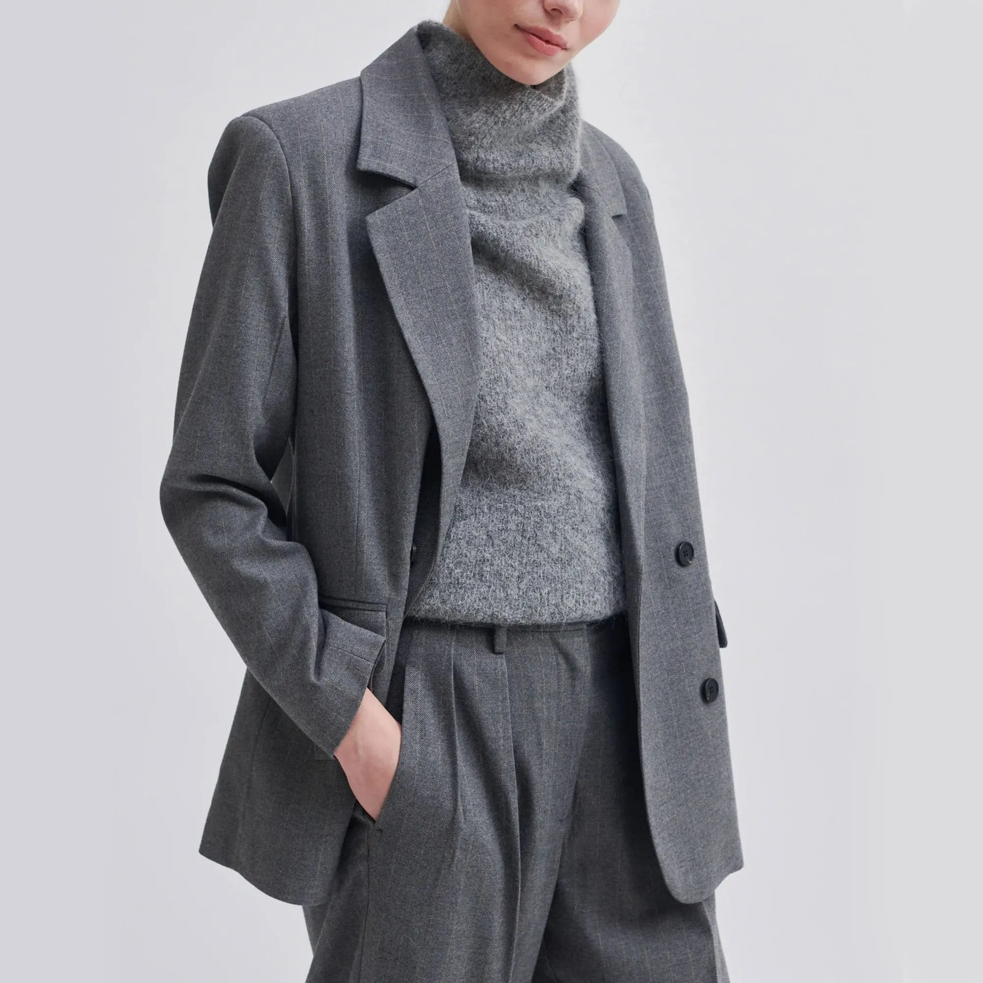 SECOND FEMALE Holsye Blazer in Grey Melange