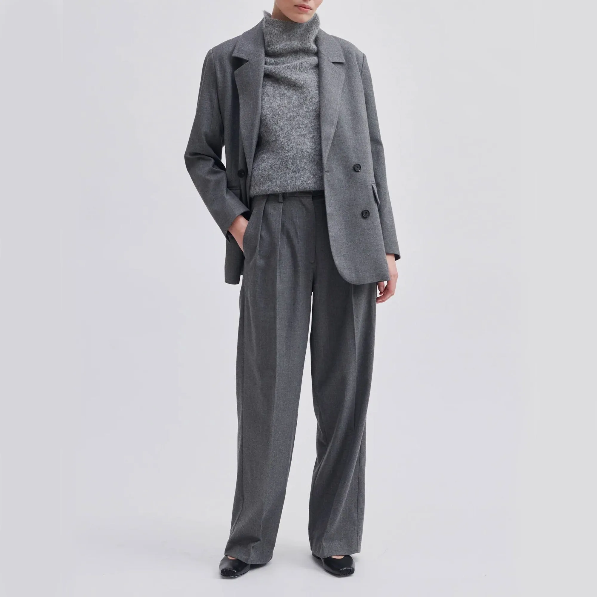 SECOND FEMALE Holsye Trousers in Grey Melange