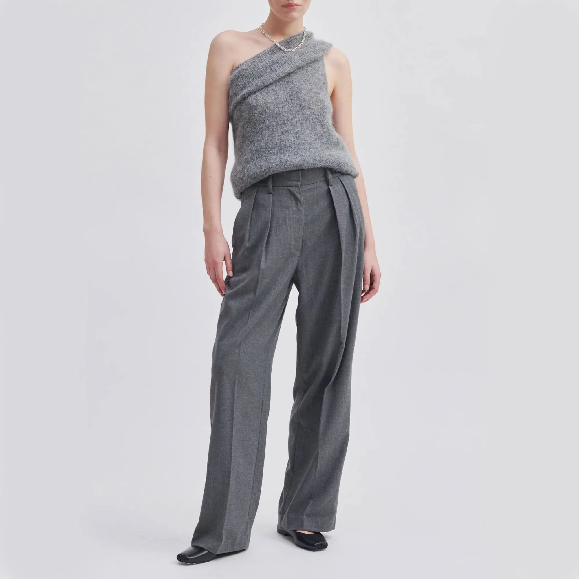 SECOND FEMALE Holsye Trousers in Grey Melange