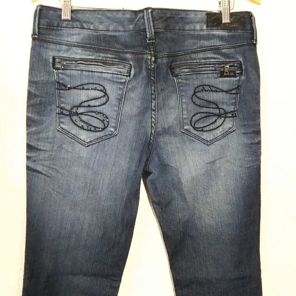 Seven7 embellished pockets zipper accent jeans