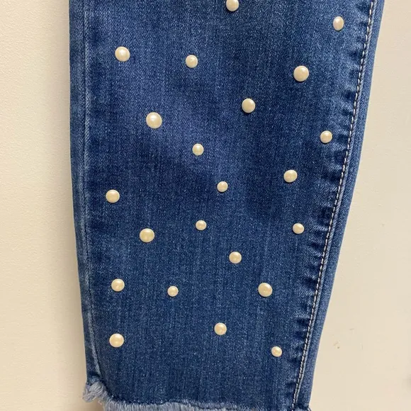 Seven7 Pearl Embellished High Rise Ankle Skinny Jeans Sz 6