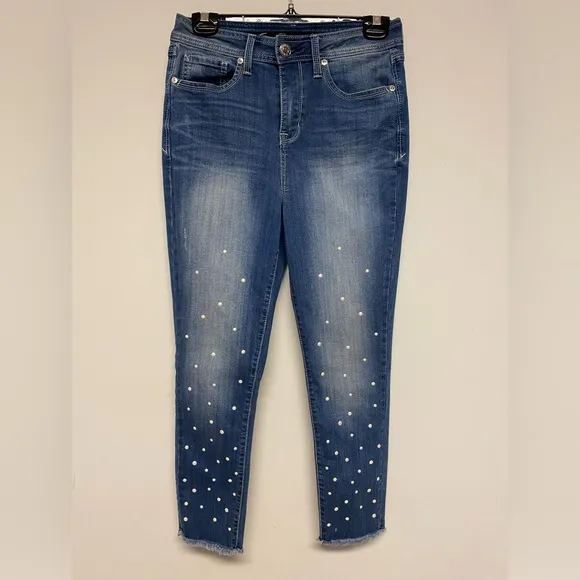 Seven7 Pearl Embellished High Rise Ankle Skinny Jeans Sz 6