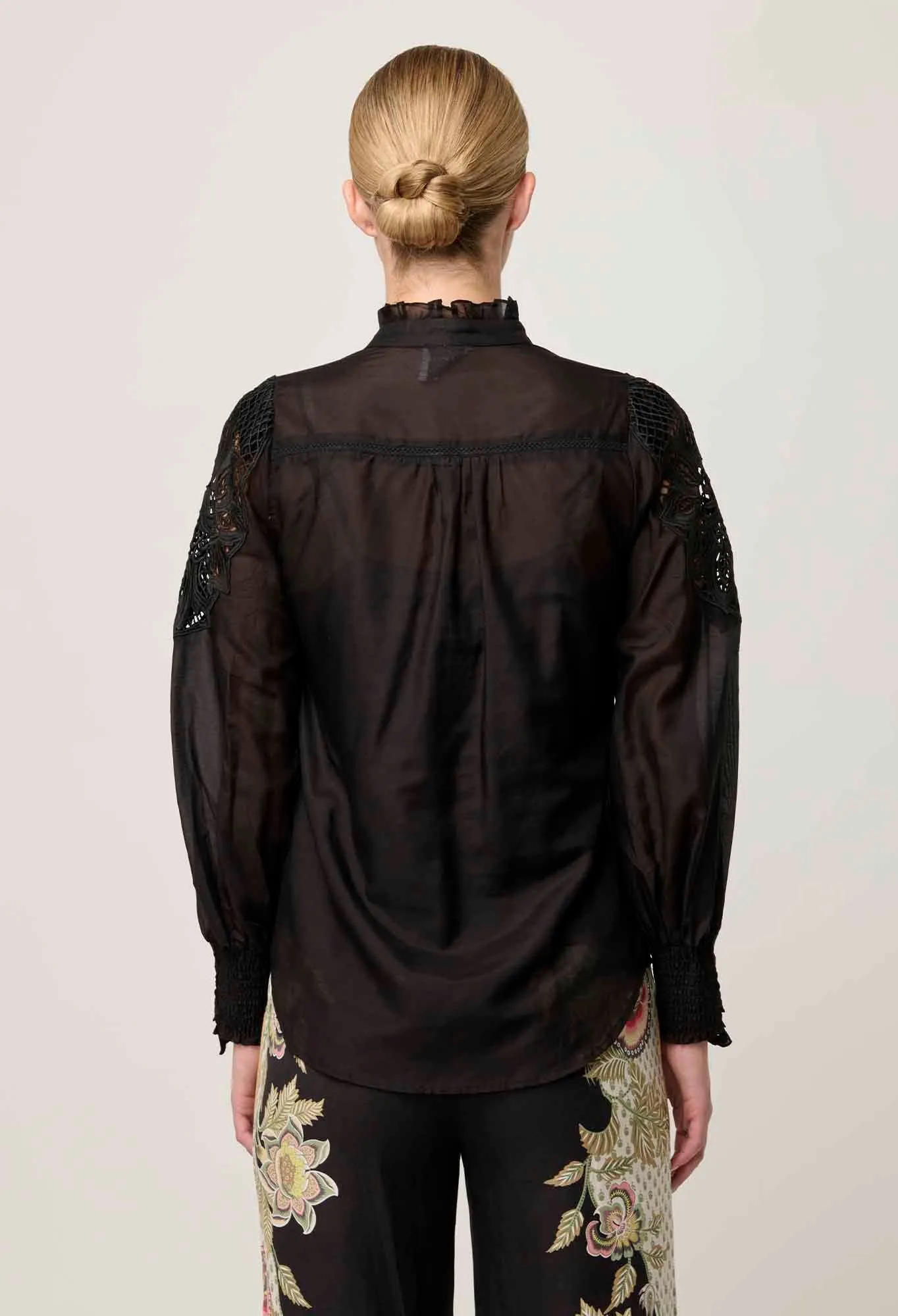 Sevilla Lace Detail Shirt - Onyx