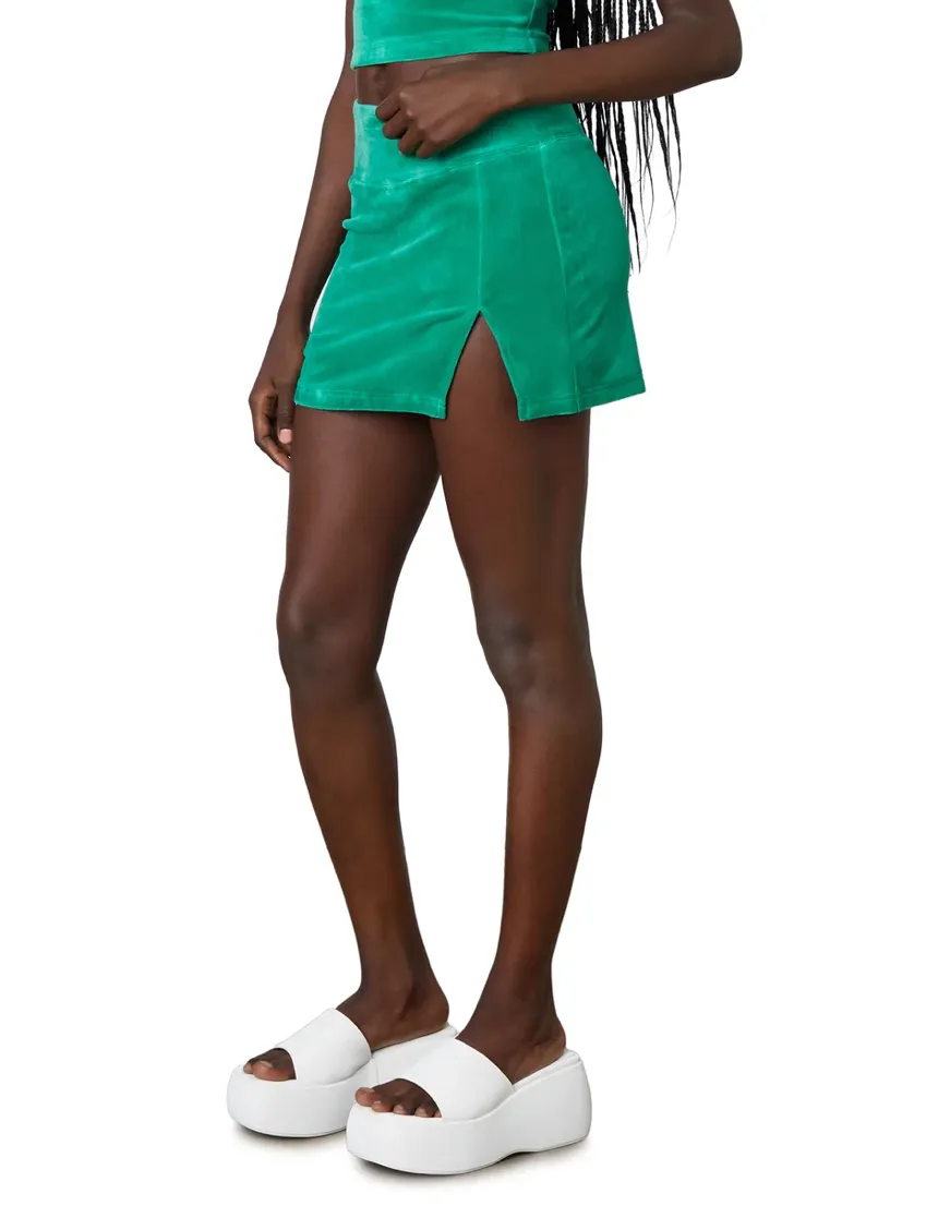 Side Slit Velour Mini Skirt