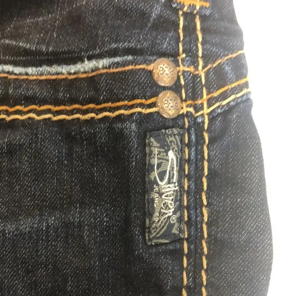 Silver Camden Rose Bell Denim Jeans Dark Blue Stretch Womens Size 36 x 31