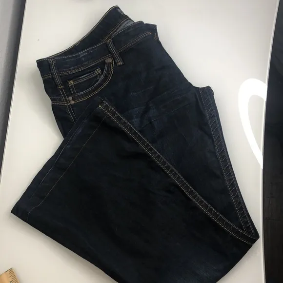 Silver Camden Rose Bell Denim Jeans Dark Blue Stretch Womens Size 36 x 31